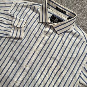 Givenchy Monsieur Shirt Mens 17 34/35 Blue White Striped Cotton Luxury Preppy
